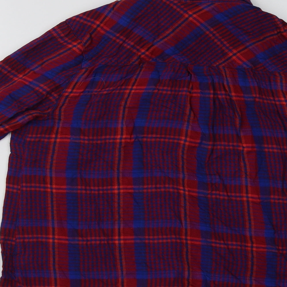 TU Womens Purple Check  Basic Button-Up Size 10