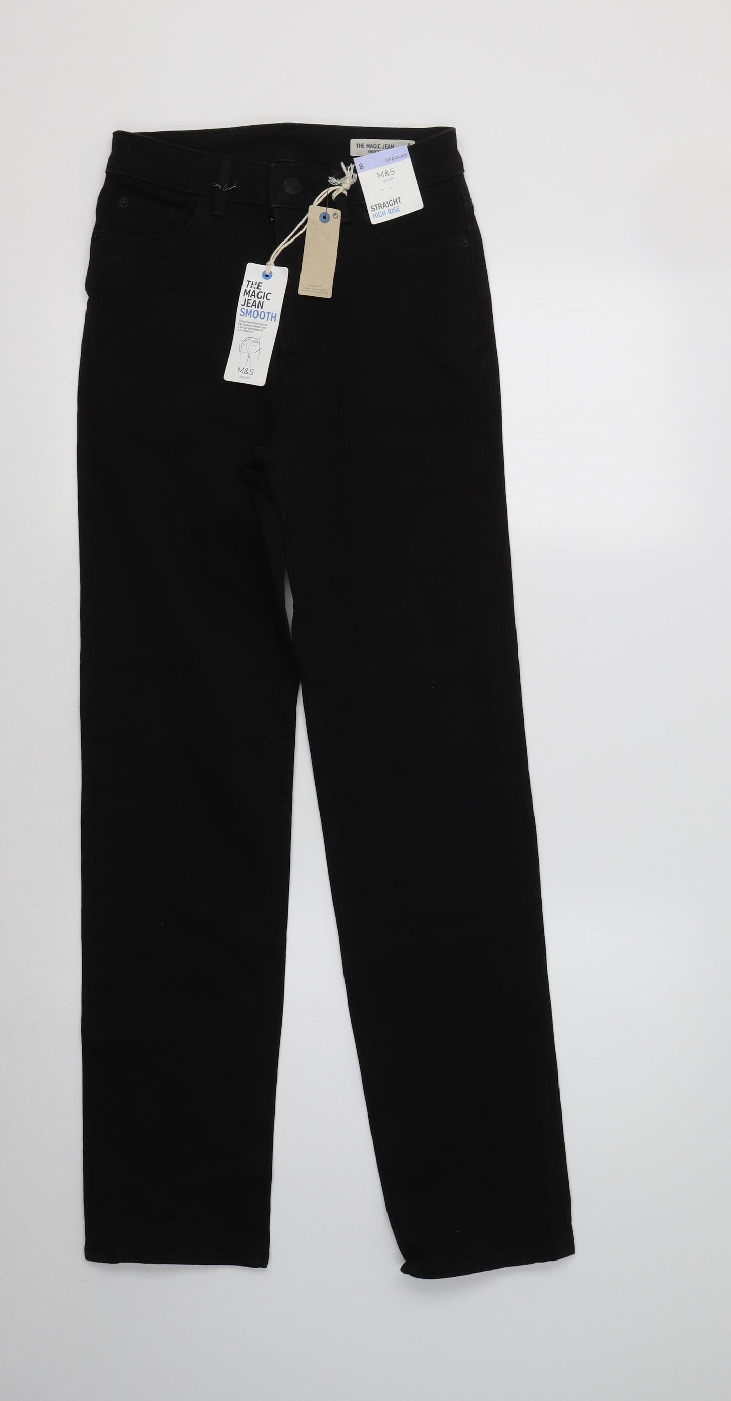 M&S Womens Black   Straight Jeans Size 8 L30 in