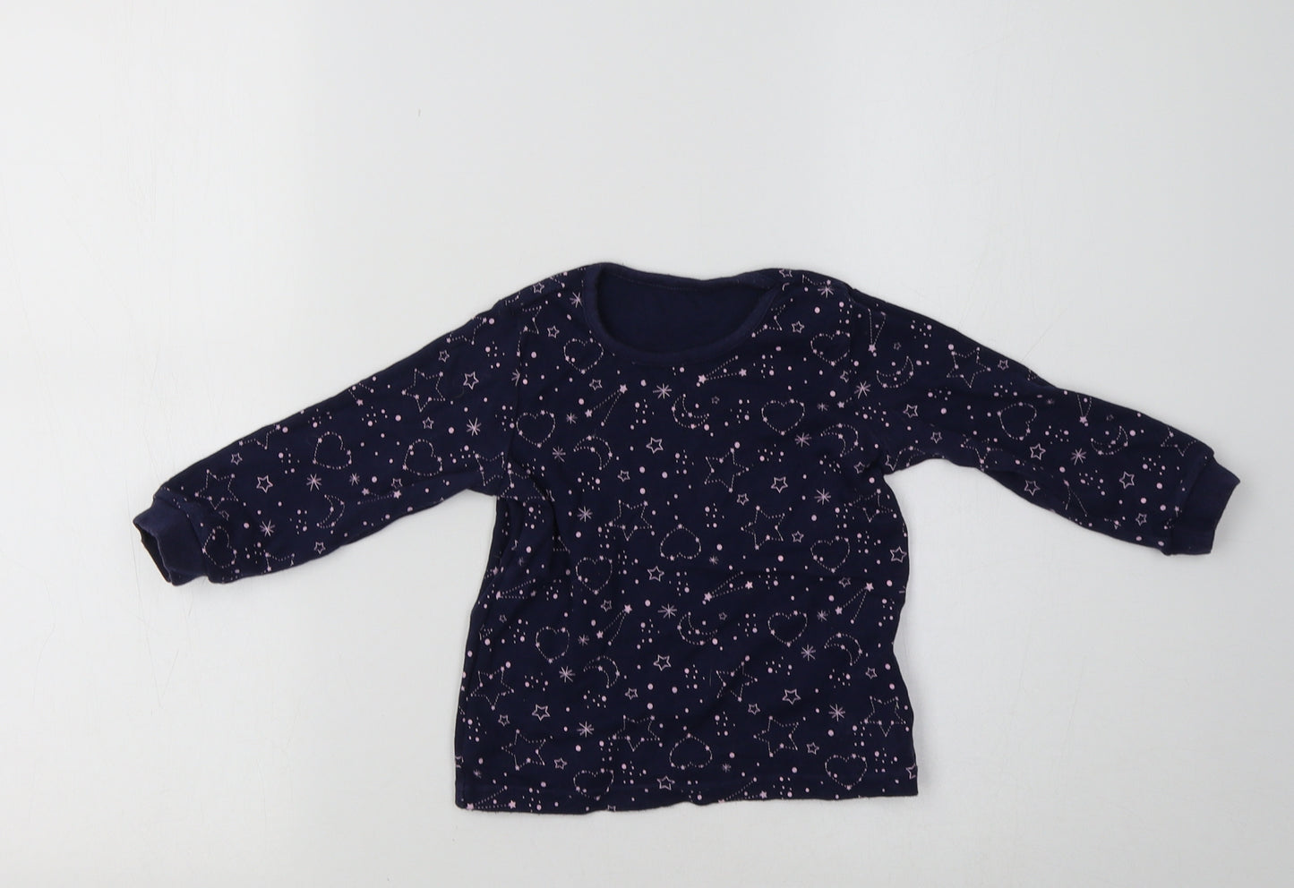 George Baby Blue Geometric  Basic T-Shirt Size 12-18 Months  - Star & Heart Print