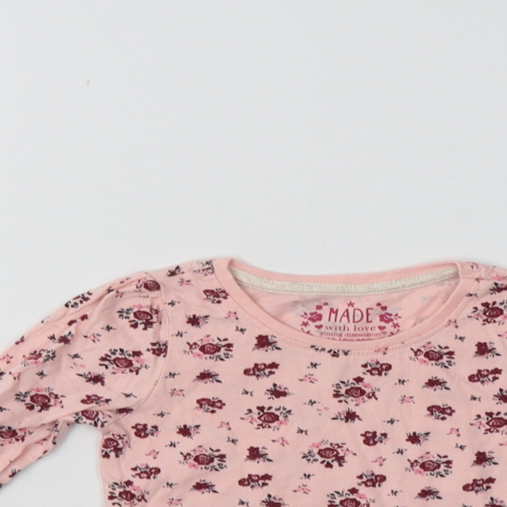 Primark Baby Pink Floral  Basic T-Shirt Size 12-18 Months