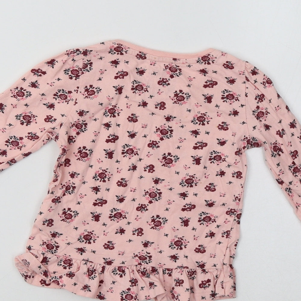 Primark Baby Pink Floral  Basic T-Shirt Size 12-18 Months