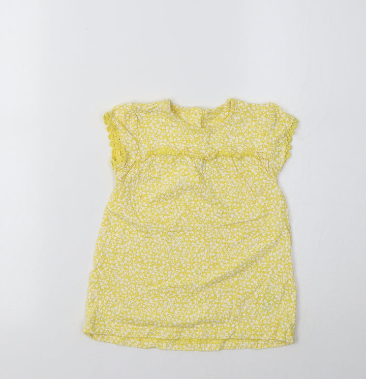 M&S Baby Yellow Floral A-Line Size 9-12 Months