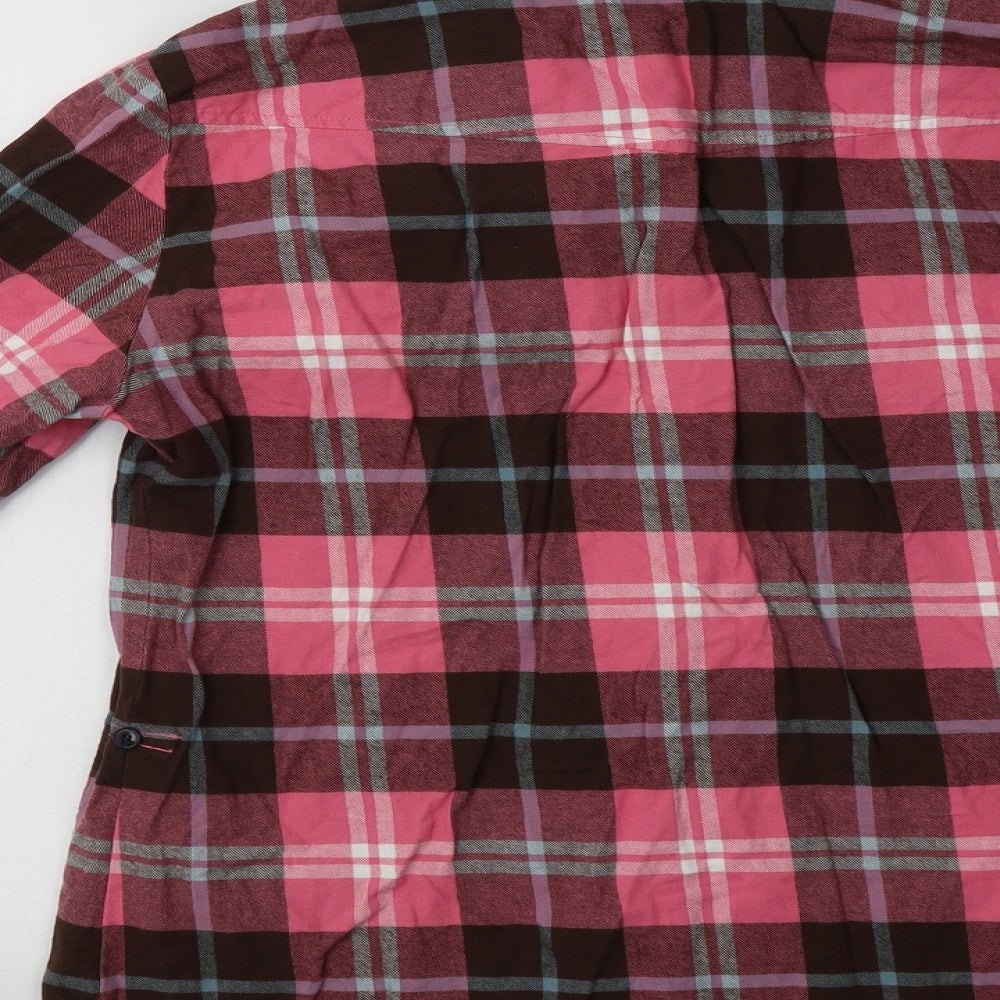 Matchstick Womens Pink Check  Basic Button-Up Size L