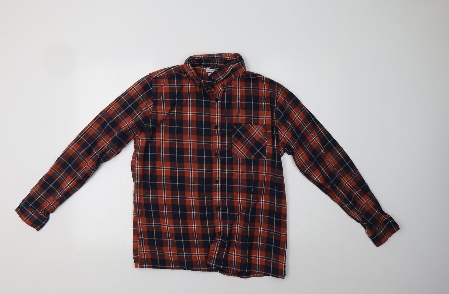 Another Influence Mens Orange Check   Button-Up Size M