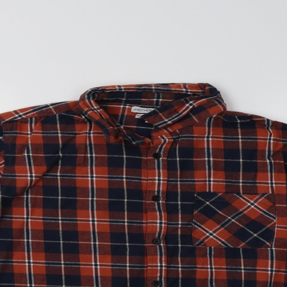 Another Influence Mens Orange Check   Button-Up Size M