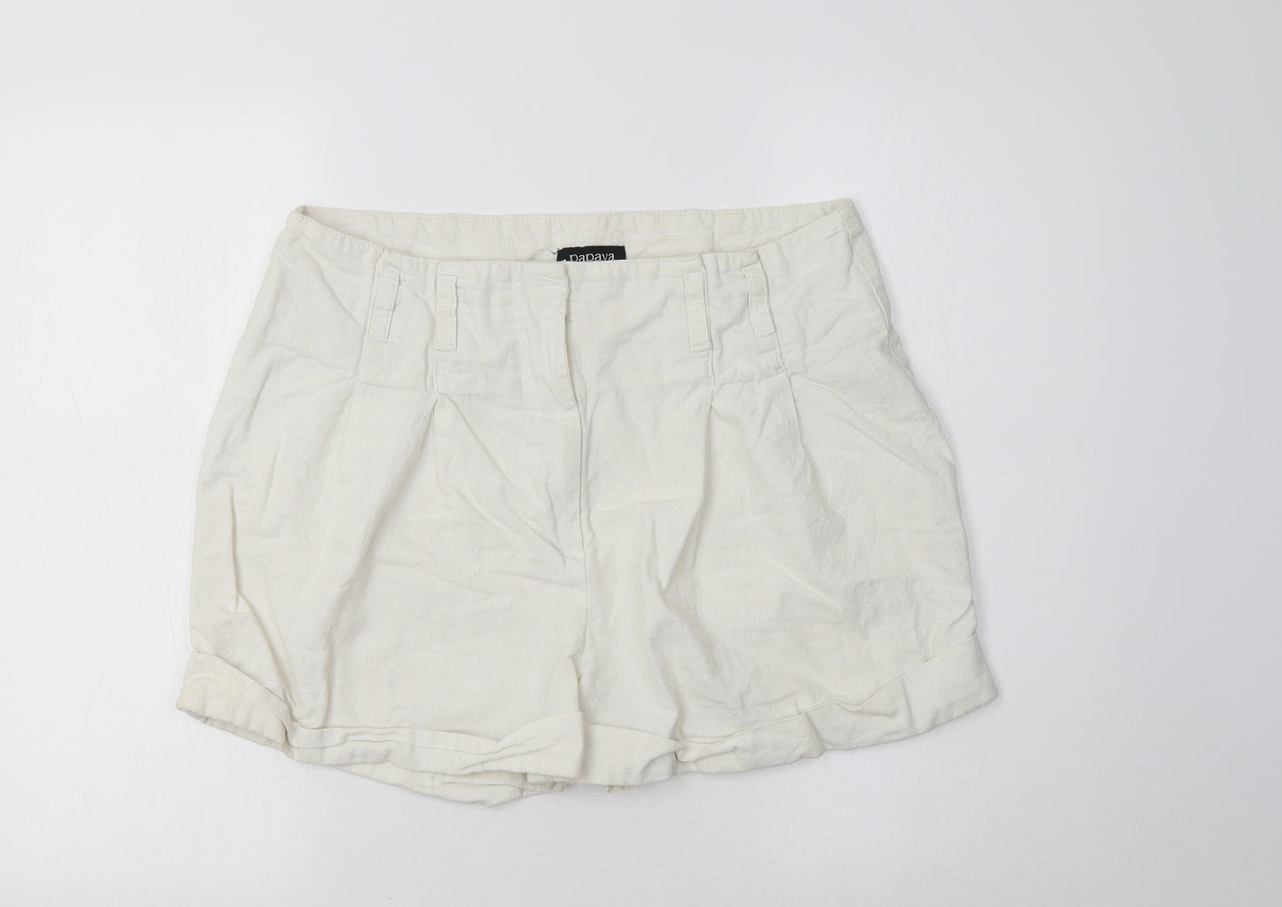 Papaya Womens White   Cargo Shorts Size 14