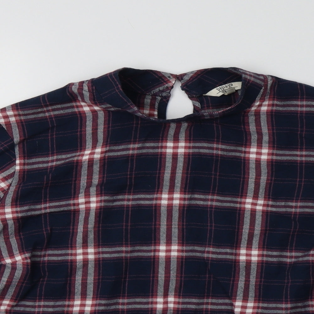 Papaya Womens Blue Check  Basic Blouse Size 16