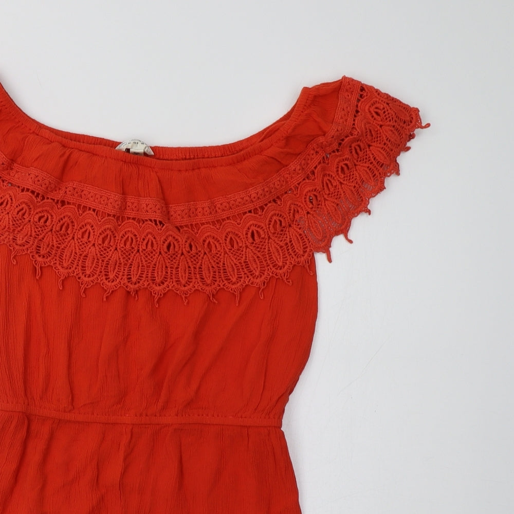 Miss Selfridge Womens Orange   Playsuit One-Piece Size 12