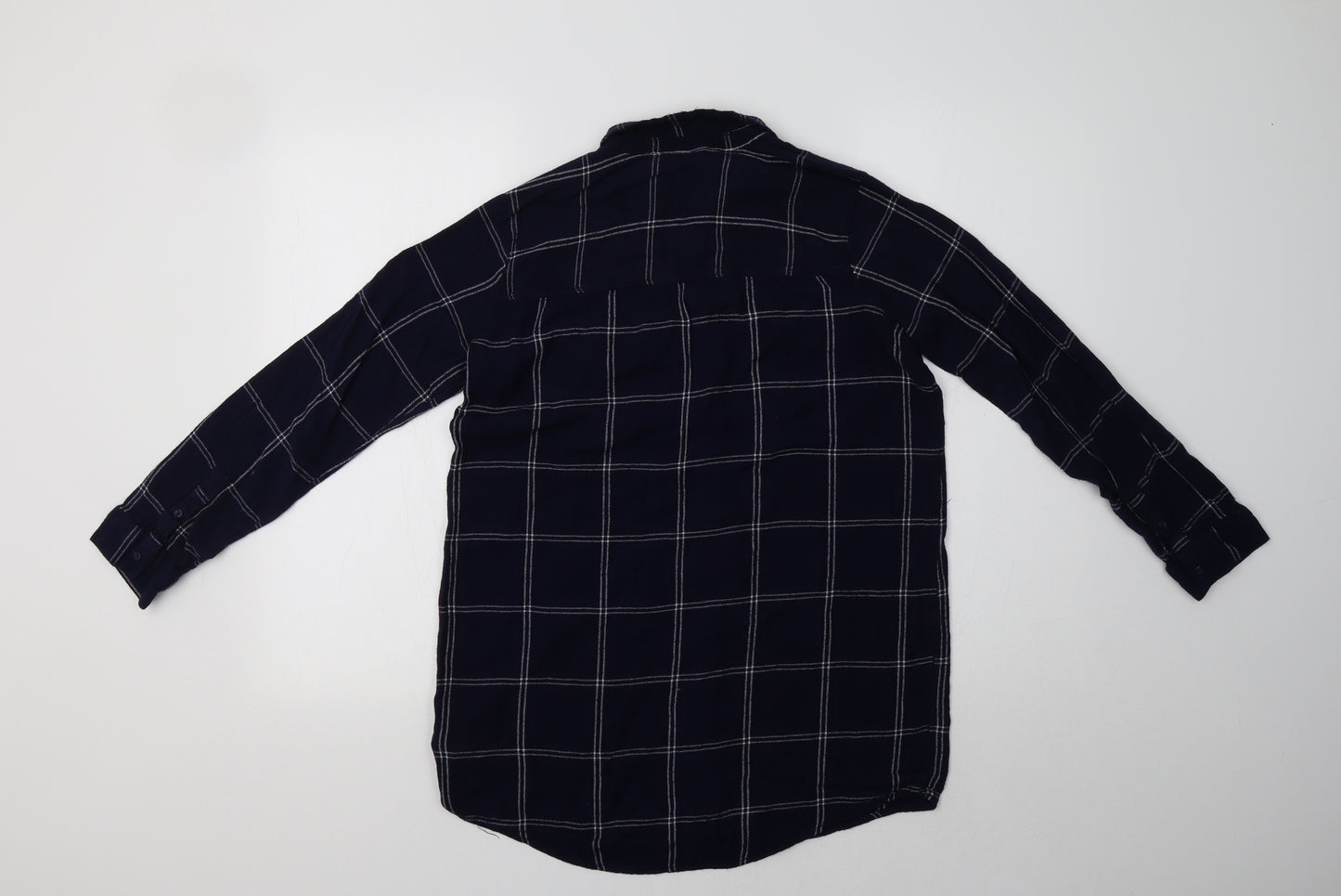 H&M Womens Blue Check  Basic Button-Up Size 12