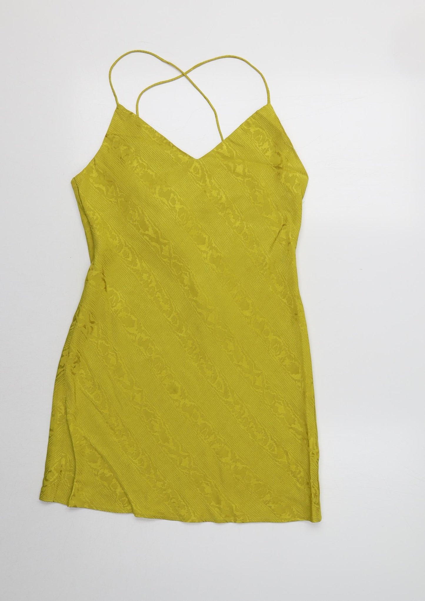 Topshop Womens Yellow Animal Print  Slip Dress  Size 8