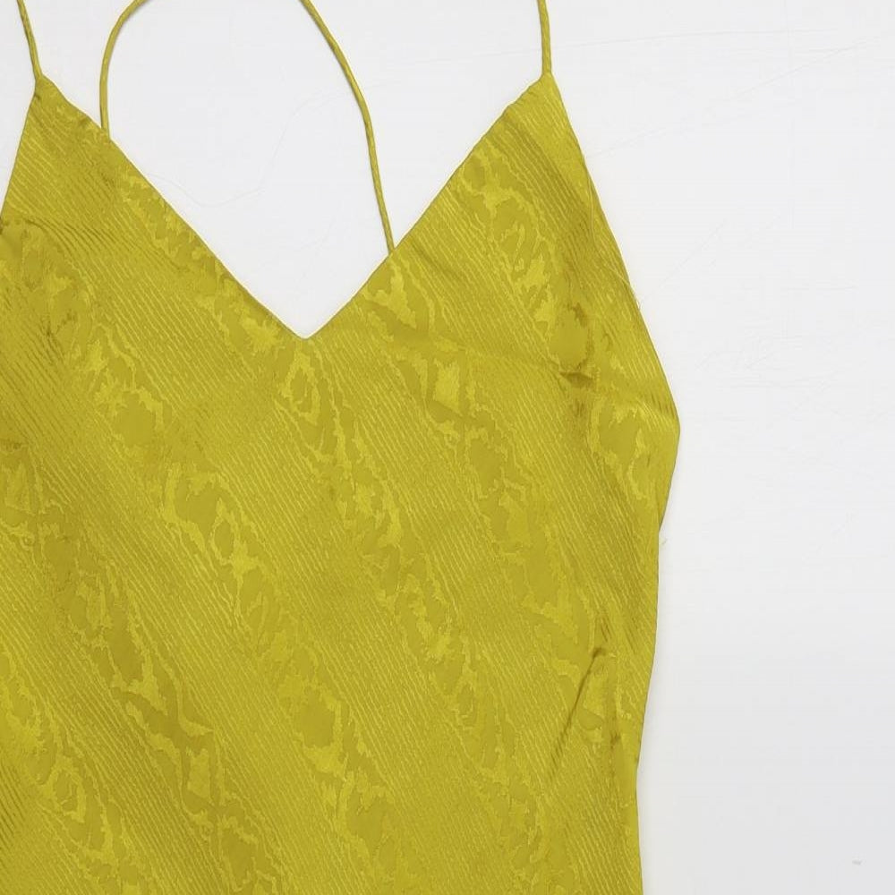 Topshop Womens Yellow Animal Print  Slip Dress  Size 8
