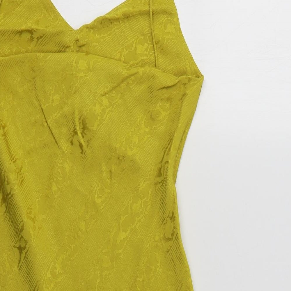 Topshop Womens Yellow Animal Print  Slip Dress  Size 8