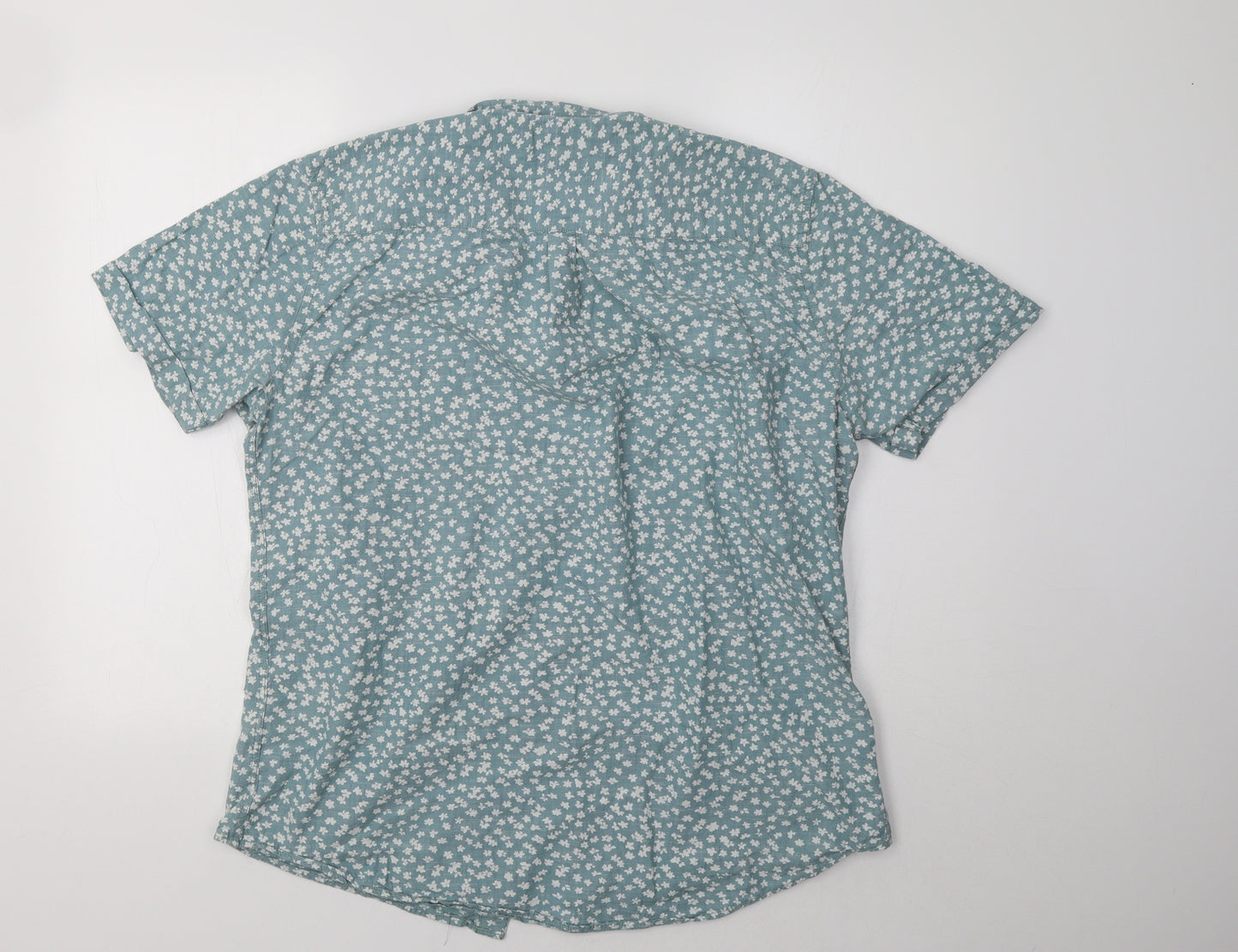 F&F Womens Blue Floral  Basic Button-Up Size L