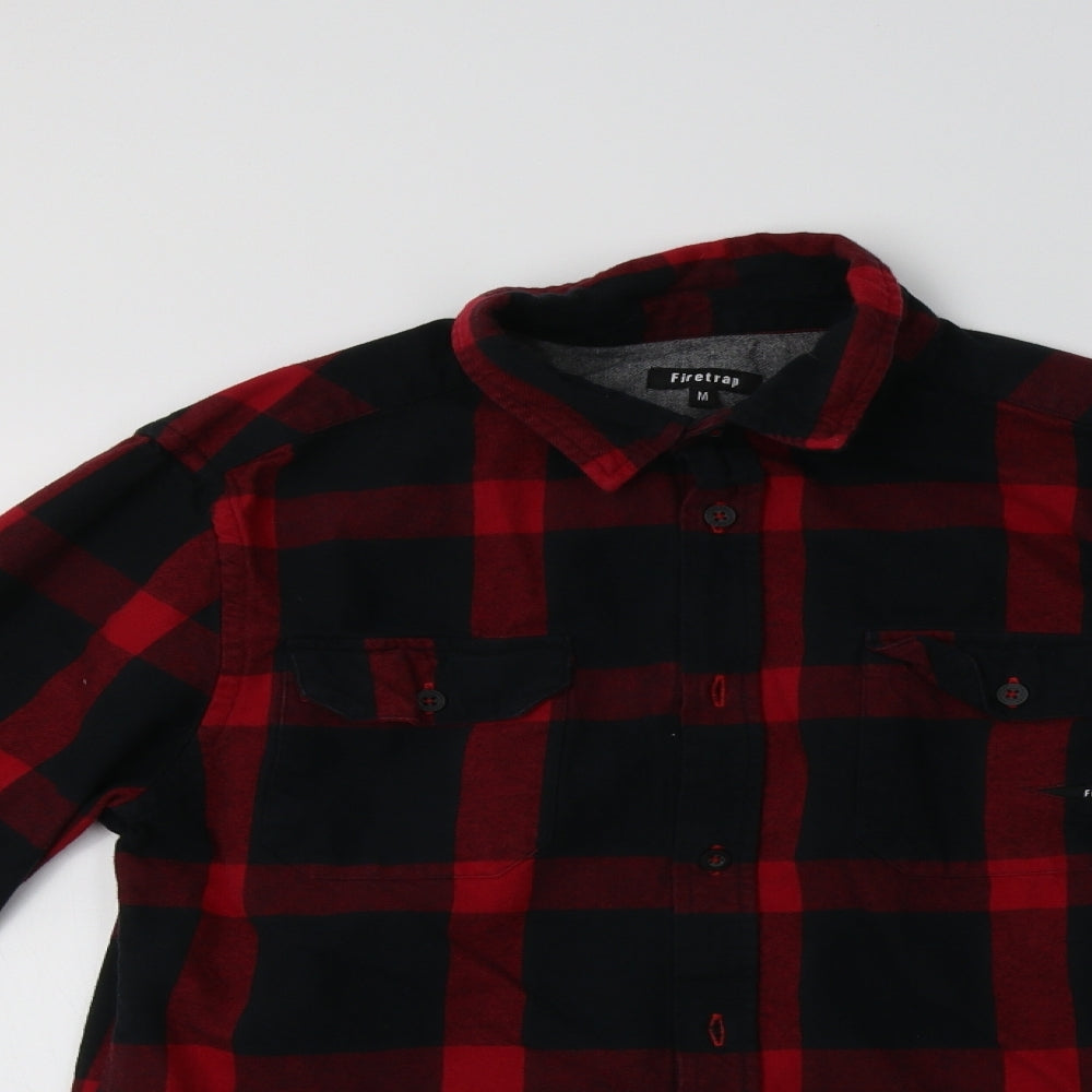Firetrap Mens Red Check   Button-Up Size M