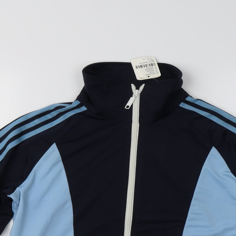 adidas Womens Blue Colourblock  Full Zip Sweatshirt Size 12