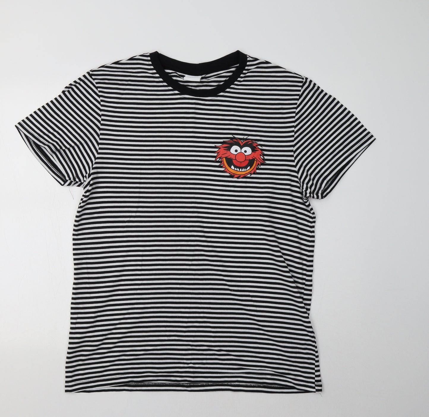 Disney Womens White Striped  Basic T-Shirt Size XL