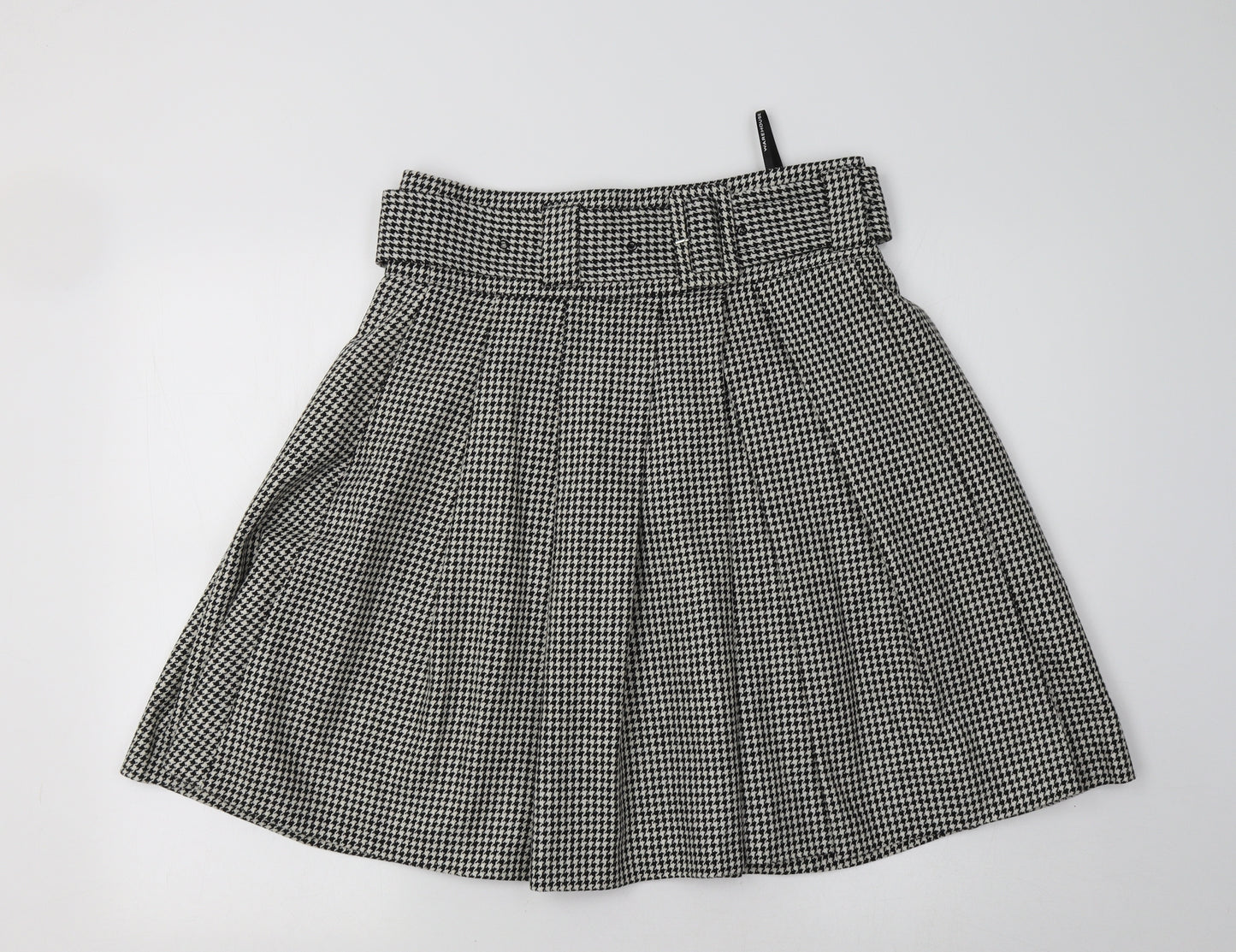 Warehouse Womens Grey Houndstooth  Flare Skirt Size 14