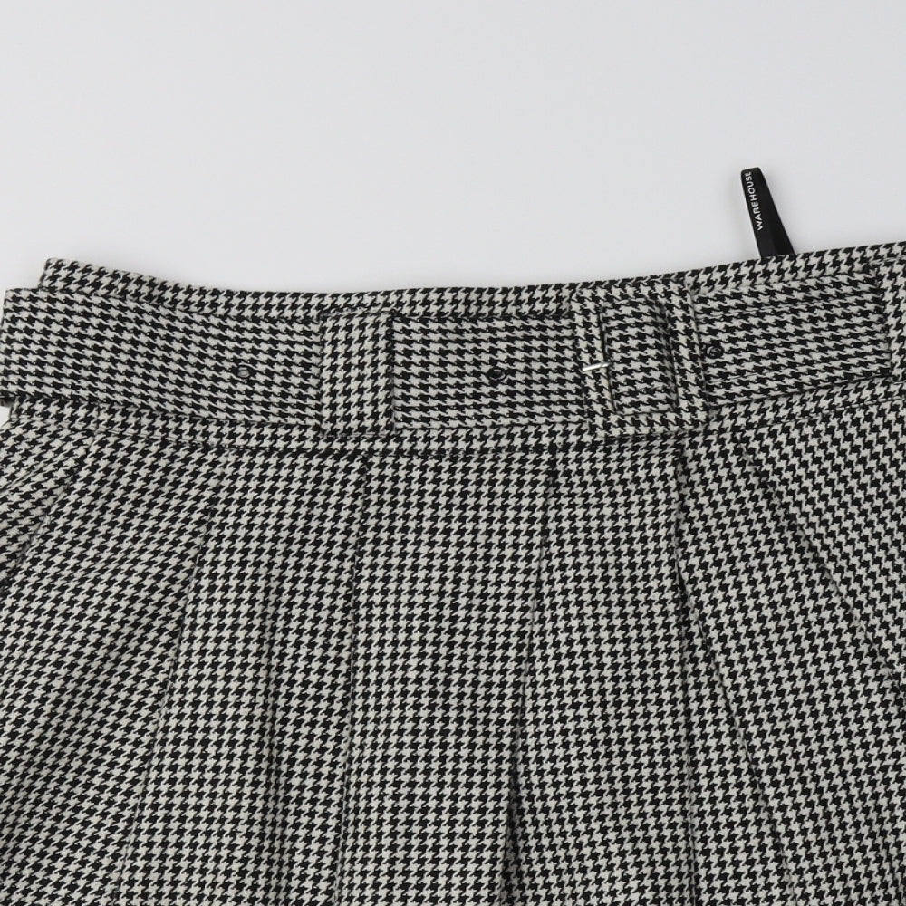 Warehouse Womens Grey Houndstooth  Flare Skirt Size 14