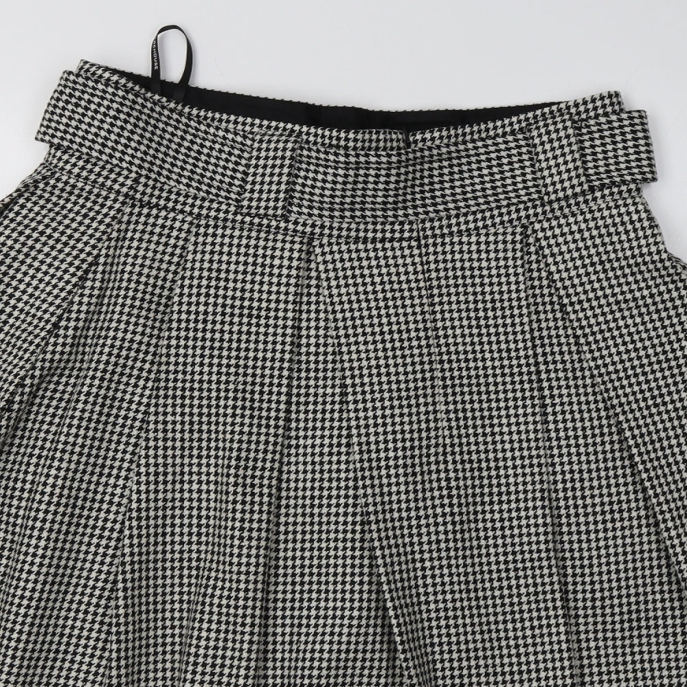 Warehouse Womens Grey Houndstooth  Flare Skirt Size 14