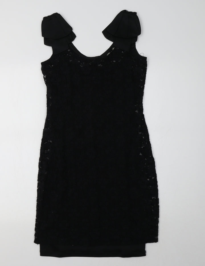 Oasis Womens Black Floral A-Line Size S - Lace Overlay