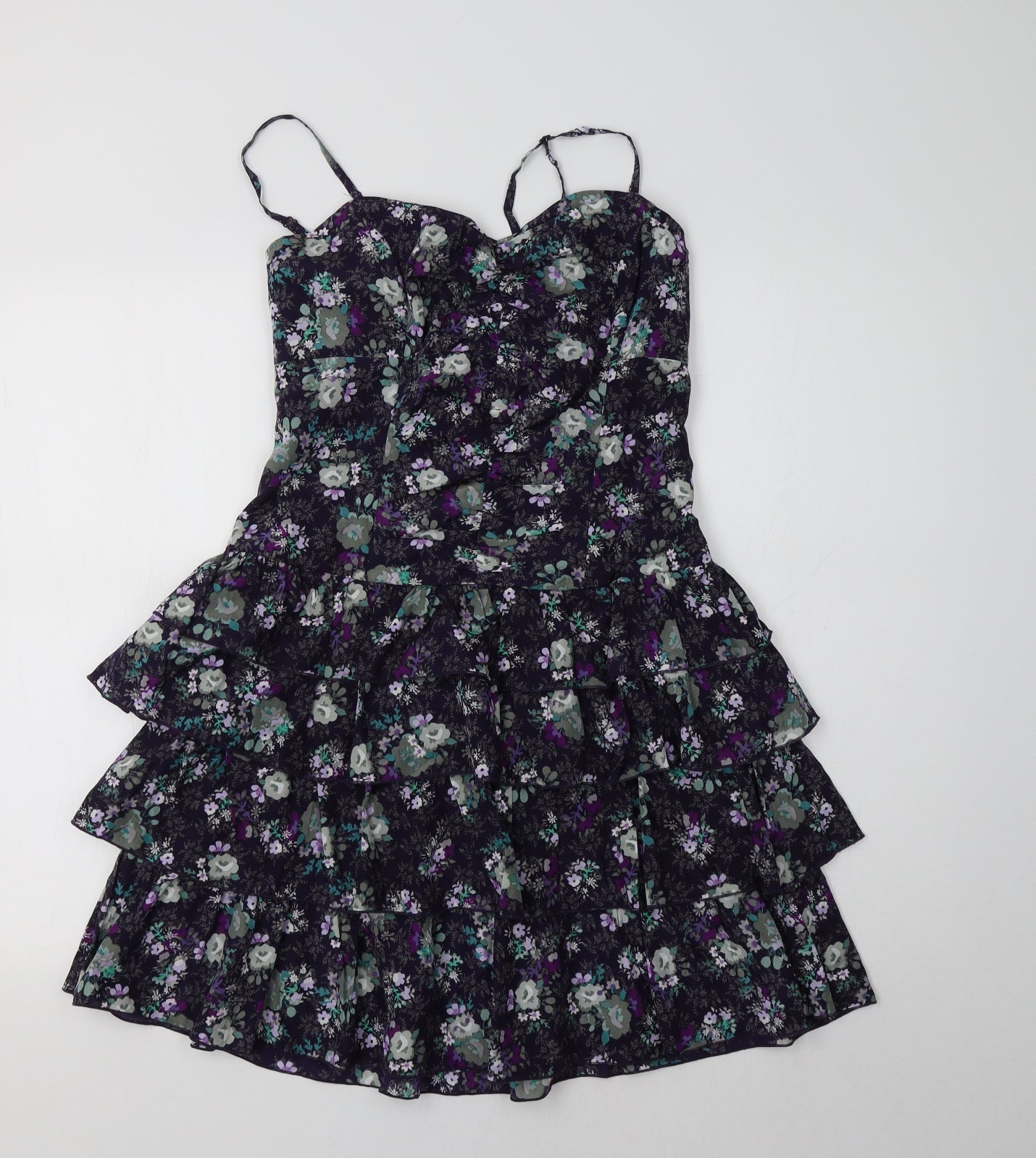 Oasis Womens Purple Floral  Fit & Flare  Size 12