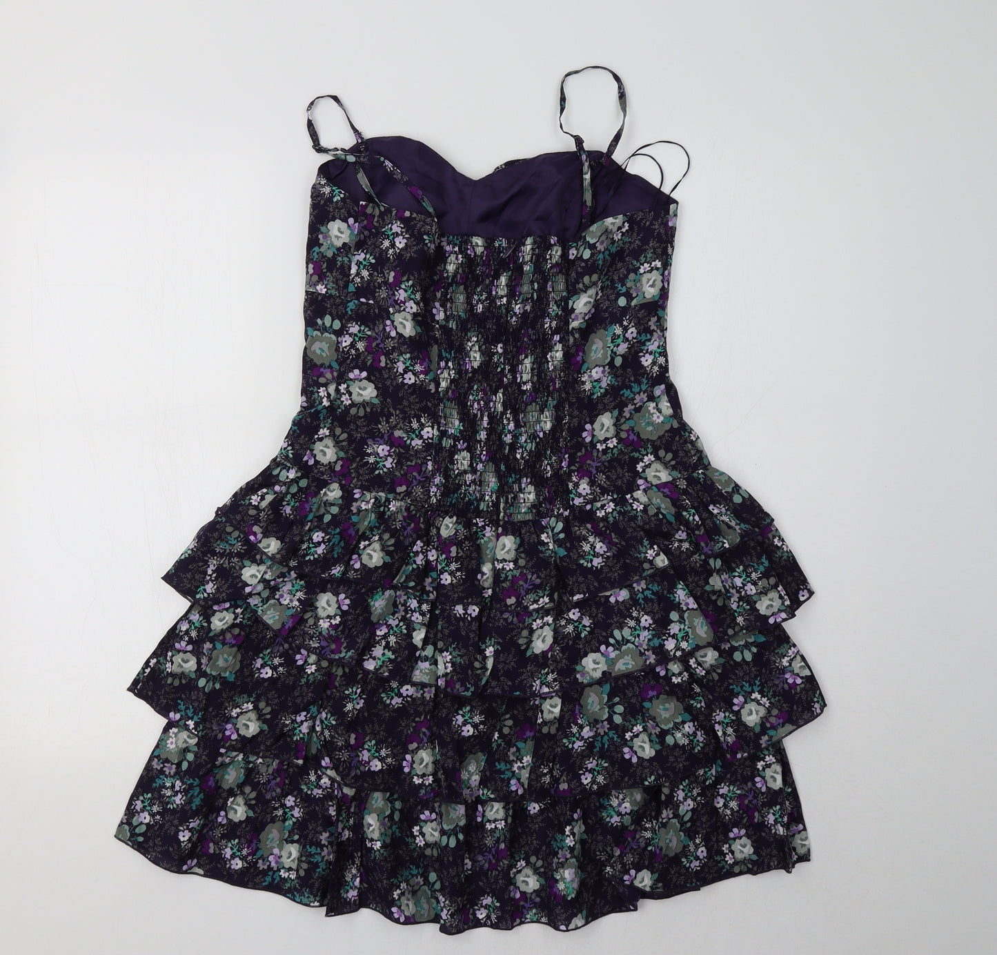 Oasis Womens Purple Floral  Fit & Flare  Size 12