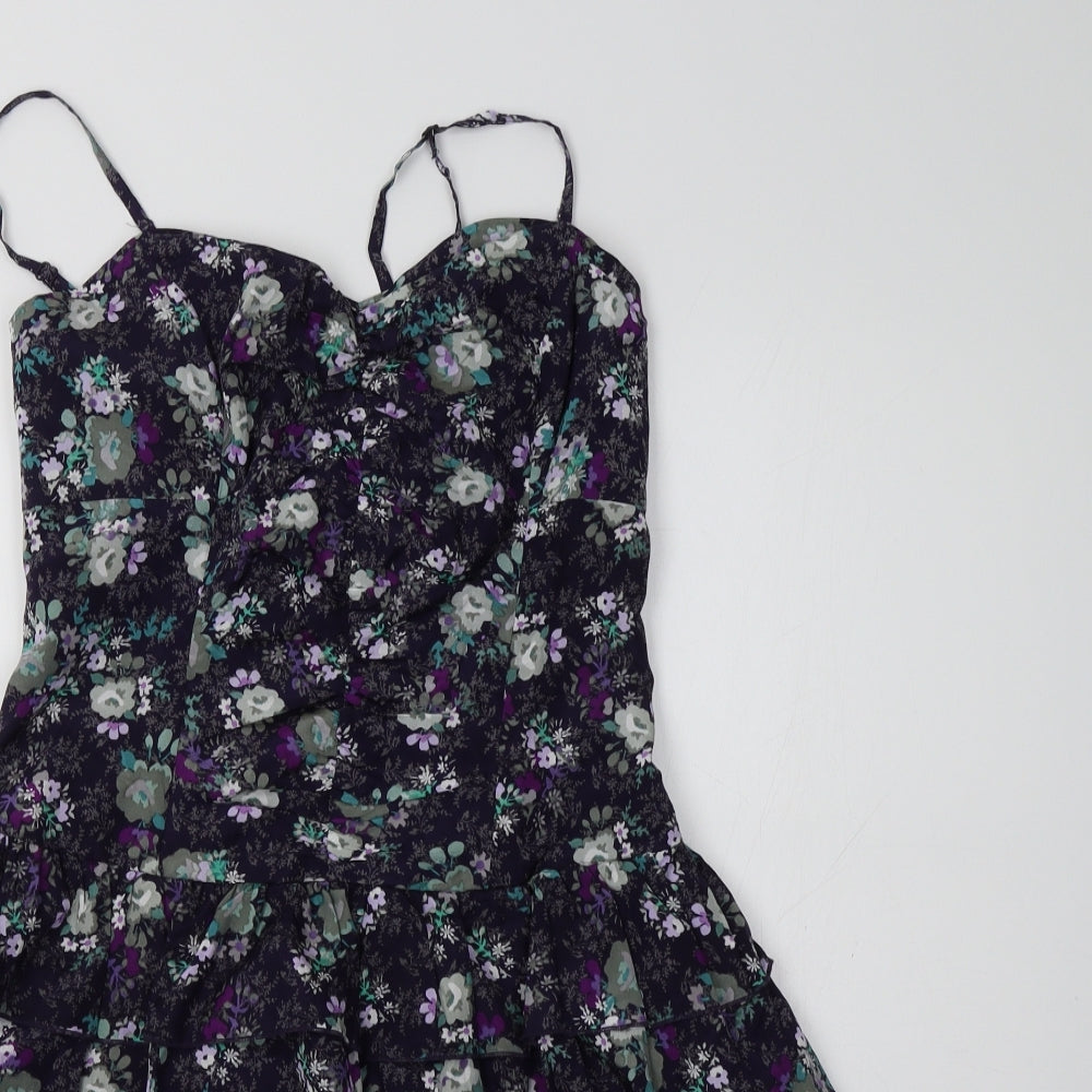 Oasis Womens Purple Floral  Fit & Flare  Size 12