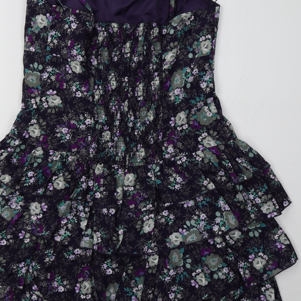 Oasis Womens Purple Floral  Fit & Flare  Size 12