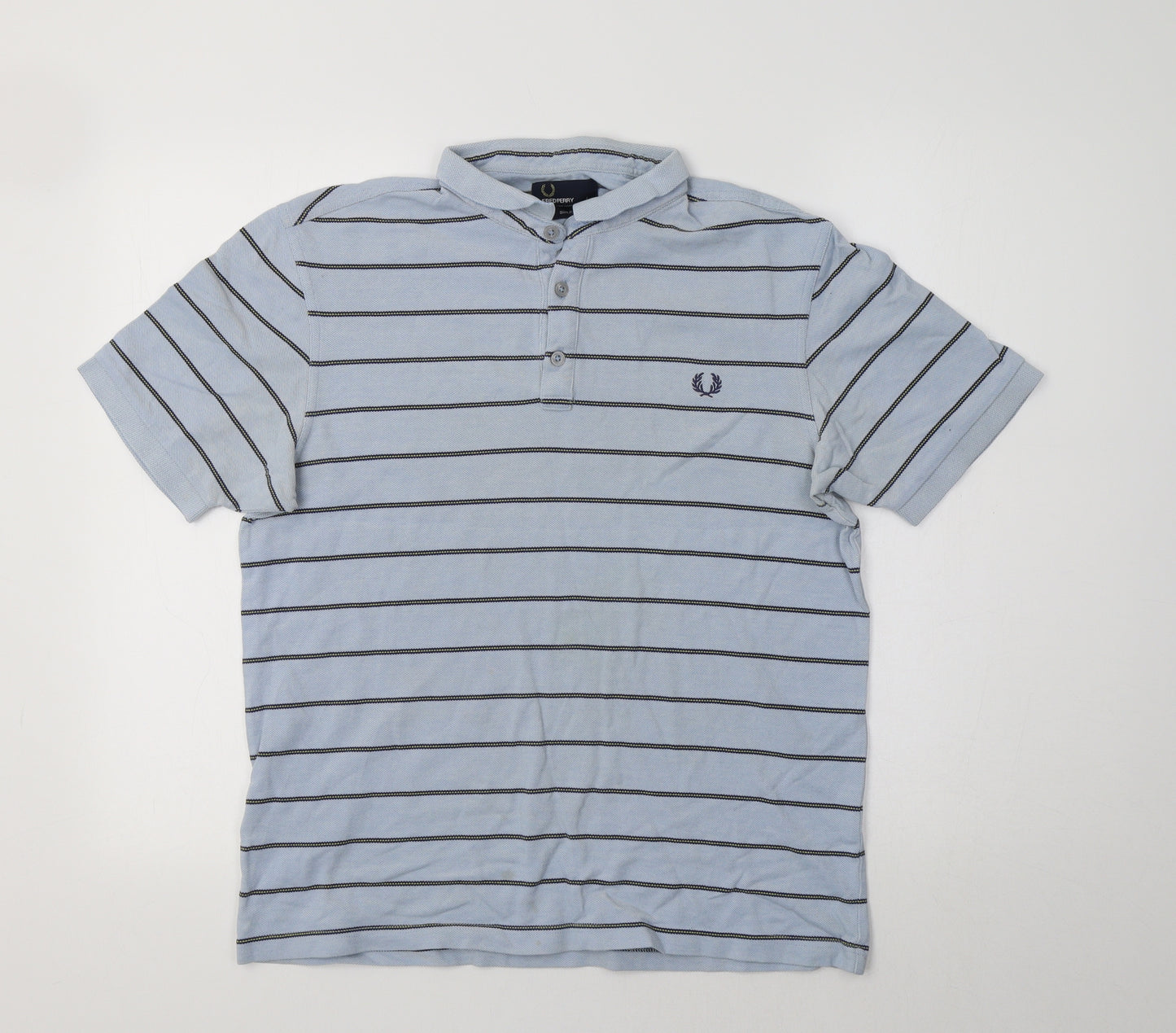 Fred Perry Mens Blue Striped   Polo Size L