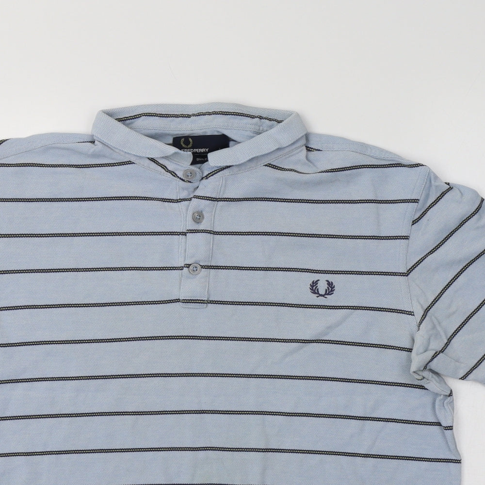 Fred Perry Mens Blue Striped   Polo Size L