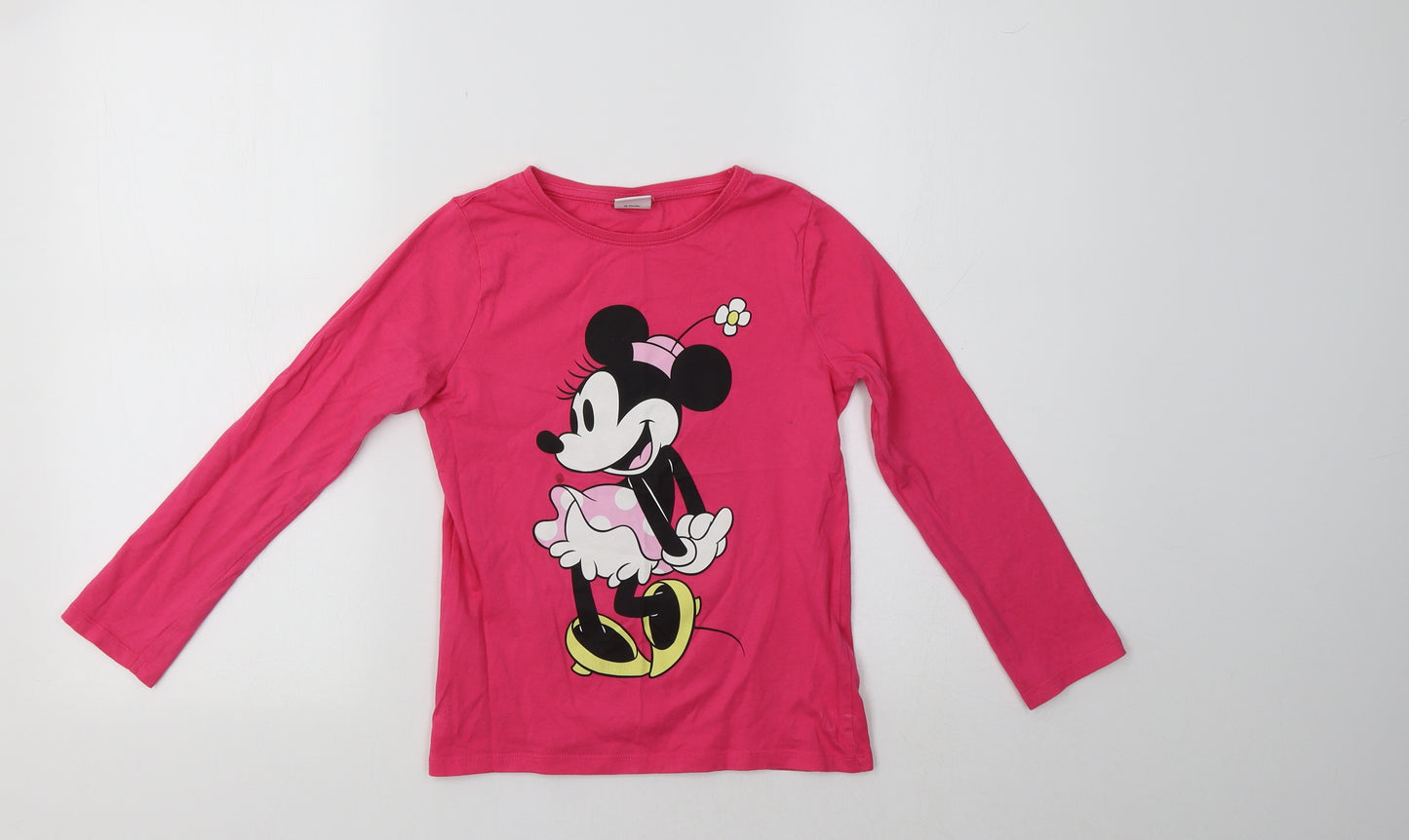 Disney Girls Pink   Basic T-Shirt Size 7-8 Years  - Minnie Mouse