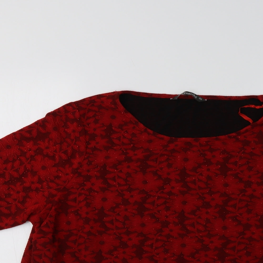 Bonmarche Womens Red Floral  Basic Blouse Size 24