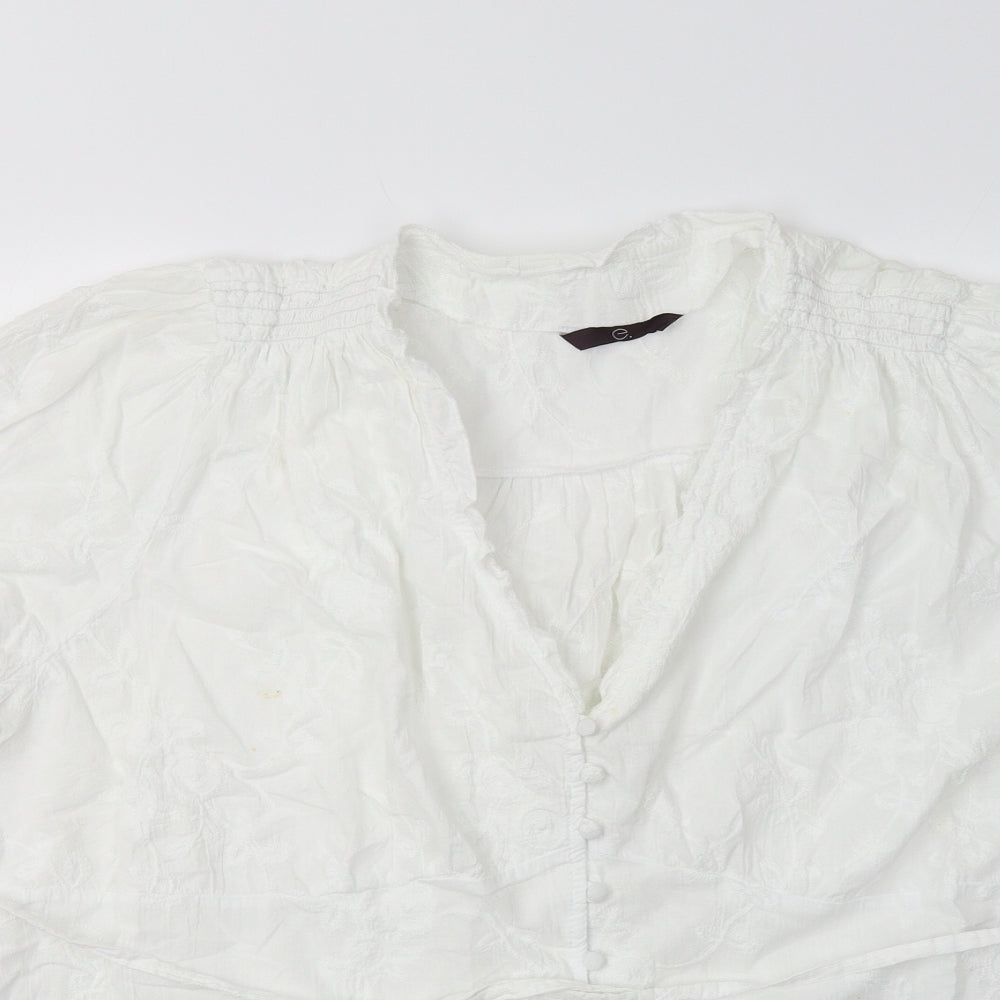 Evans Womens White Floral  Basic Blouse Size 26