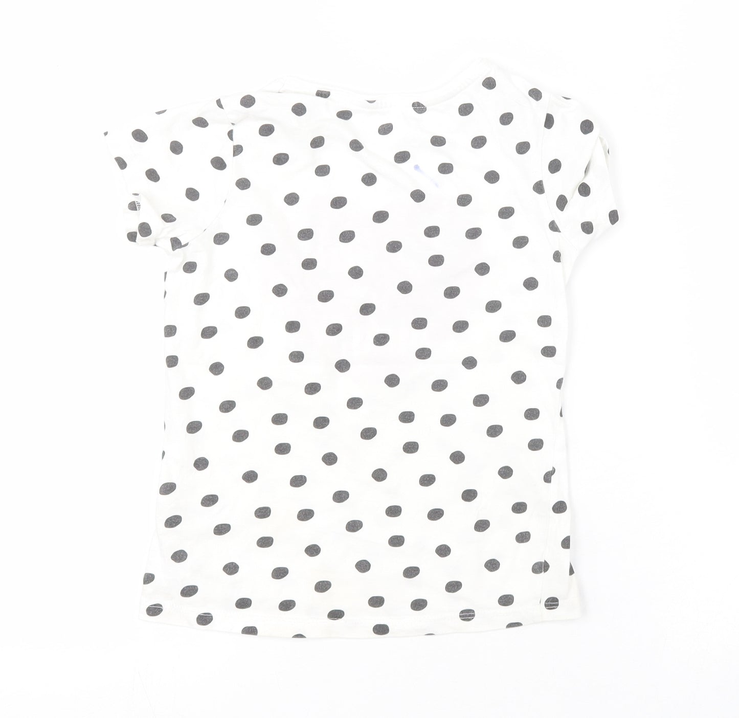Primark Girls White Spotted  Basic T-Shirt Size 5-6 Years