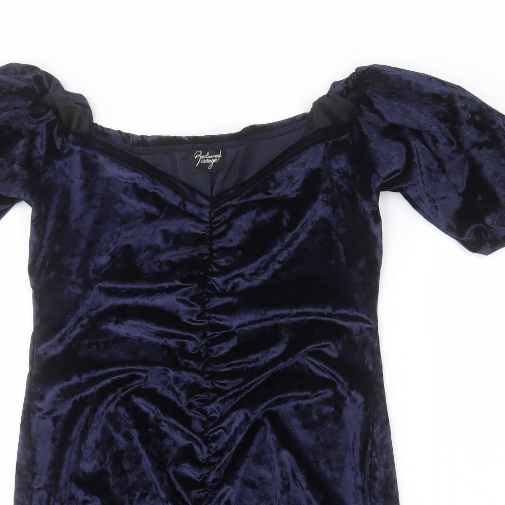 Reclaimed Vintage Womens Blue   Pencil Dress  Size 14