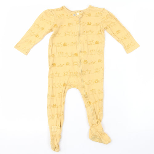 George Baby Yellow Spotted  Babygrow One-Piece Size 9-12 Months