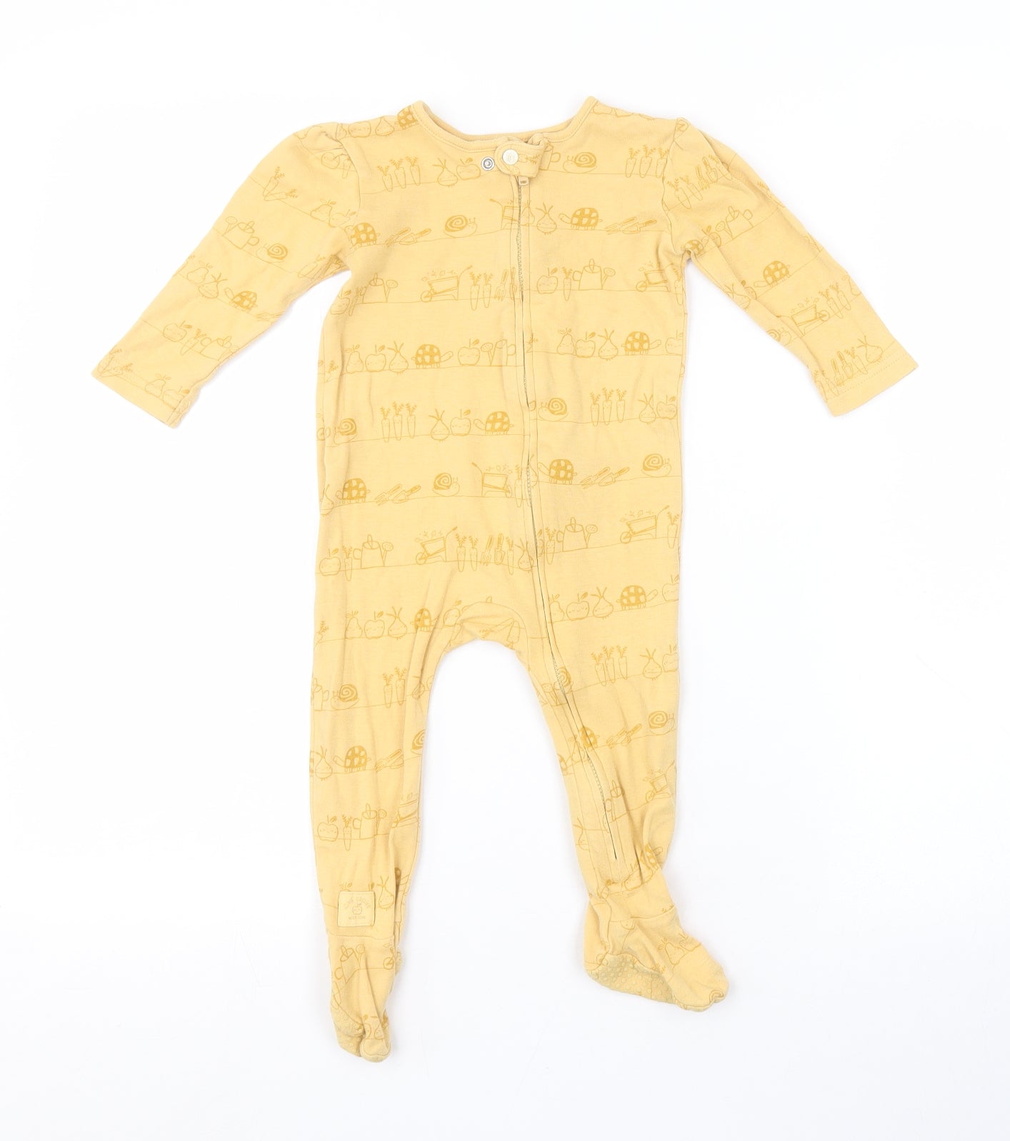 George Baby Yellow Spotted  Babygrow One-Piece Size 9-12 Months