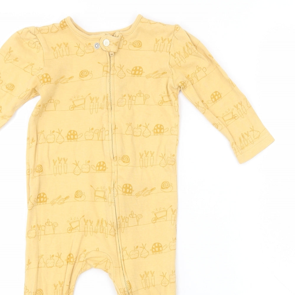 George Baby Yellow Spotted  Babygrow One-Piece Size 9-12 Months