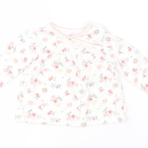 F&F Girls White Floral  Basic T-Shirt Size 6-9 Months