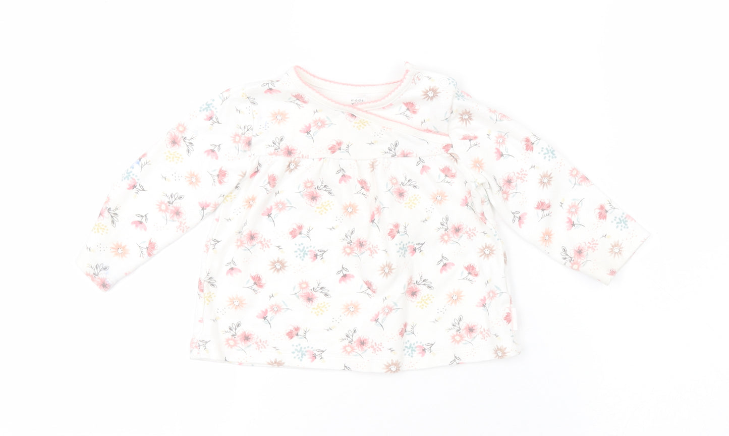 F&F Girls White Floral  Basic T-Shirt Size 6-9 Months