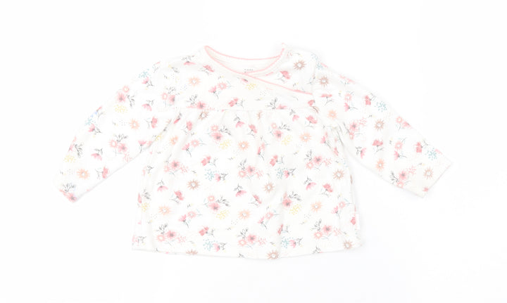 F&F Girls White Floral  Basic T-Shirt Size 6-9 Months