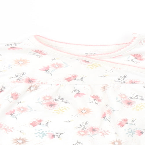 F&F Girls White Floral  Basic T-Shirt Size 6-9 Months