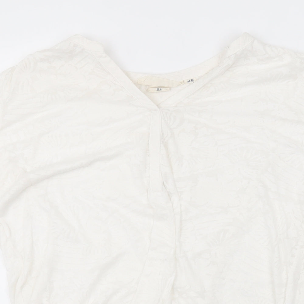 H&M Womens White Floral  Basic Blouse Size M