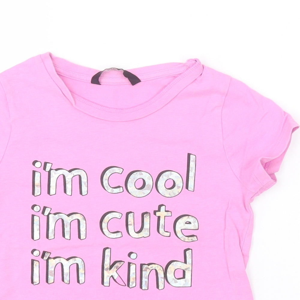 George Girls Pink   Basic T-Shirt Size 5-6 Years