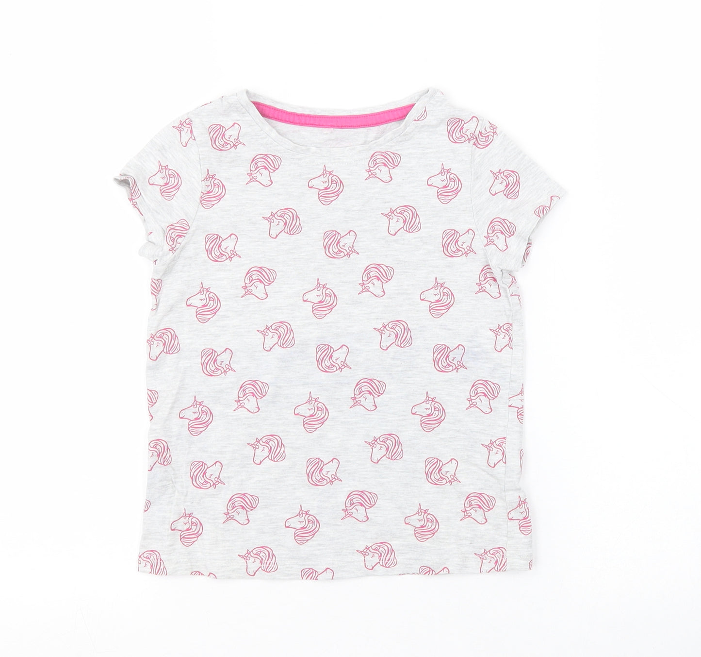 George Girls Grey Animal Print  Basic T-Shirt Size 5-6 Years