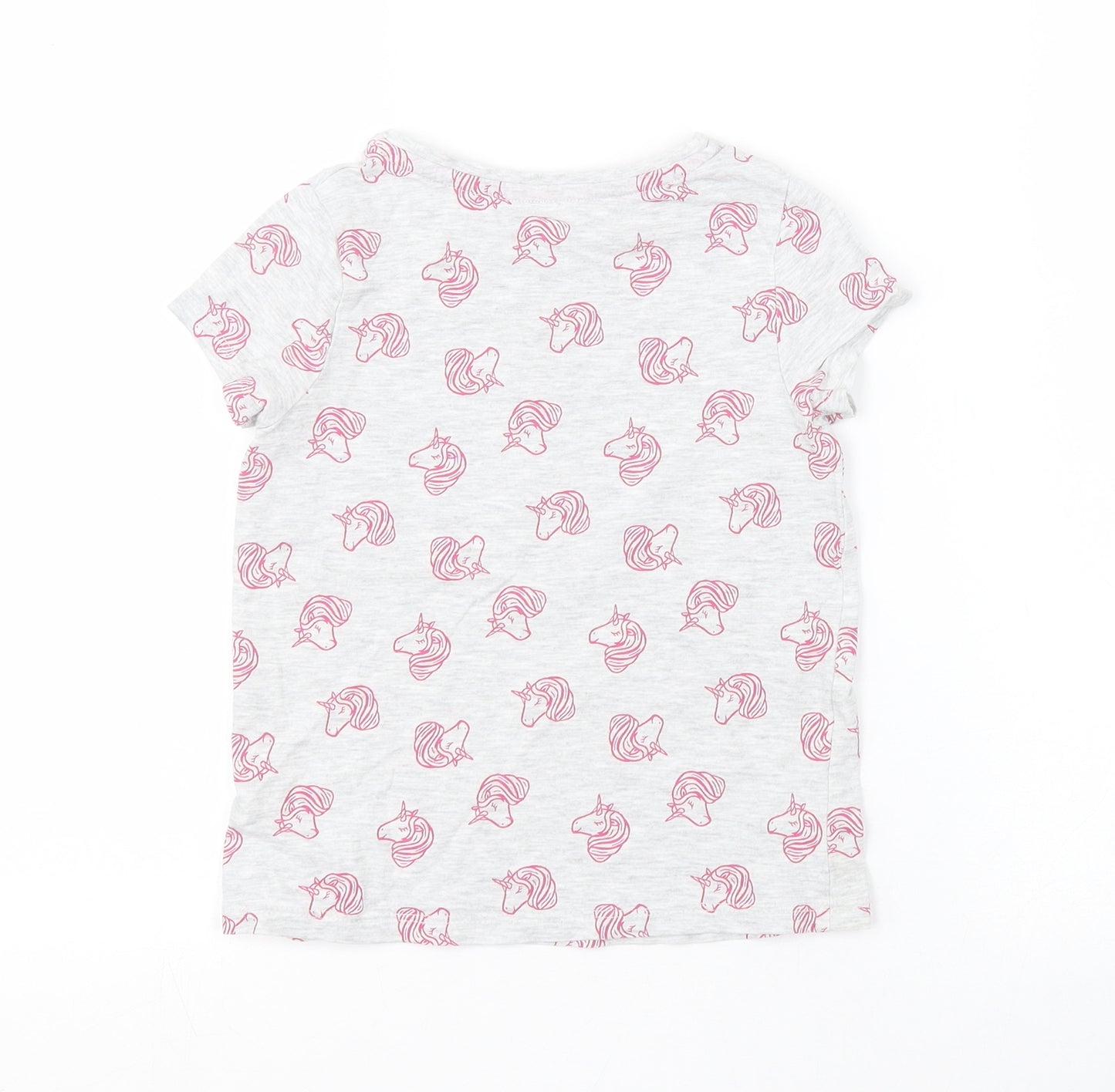 George Girls Grey Animal Print  Basic T-Shirt Size 5-6 Years