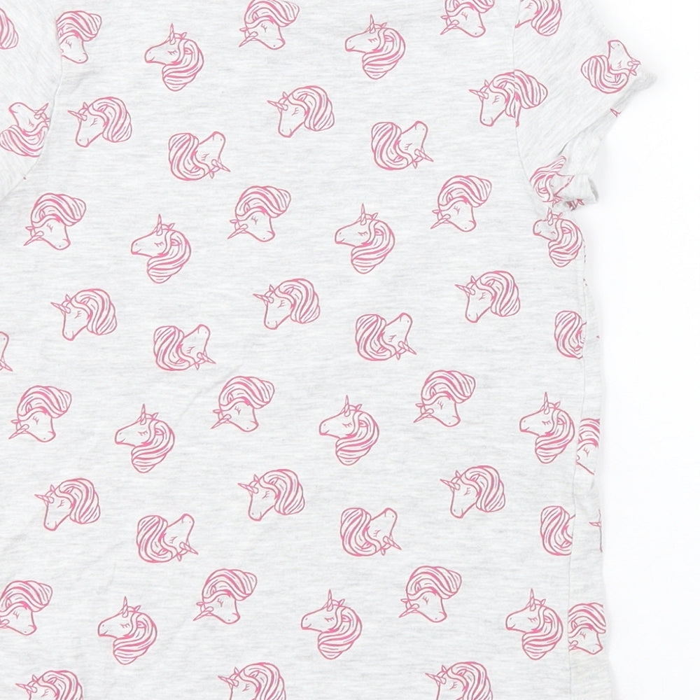 George Girls Grey Animal Print  Basic T-Shirt Size 5-6 Years