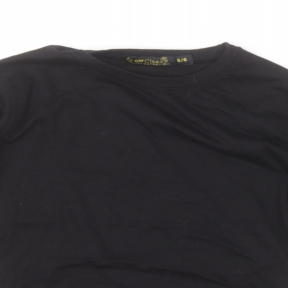 GW CLASSY Girls Black   Basic T-Shirt Size 5-6 Years