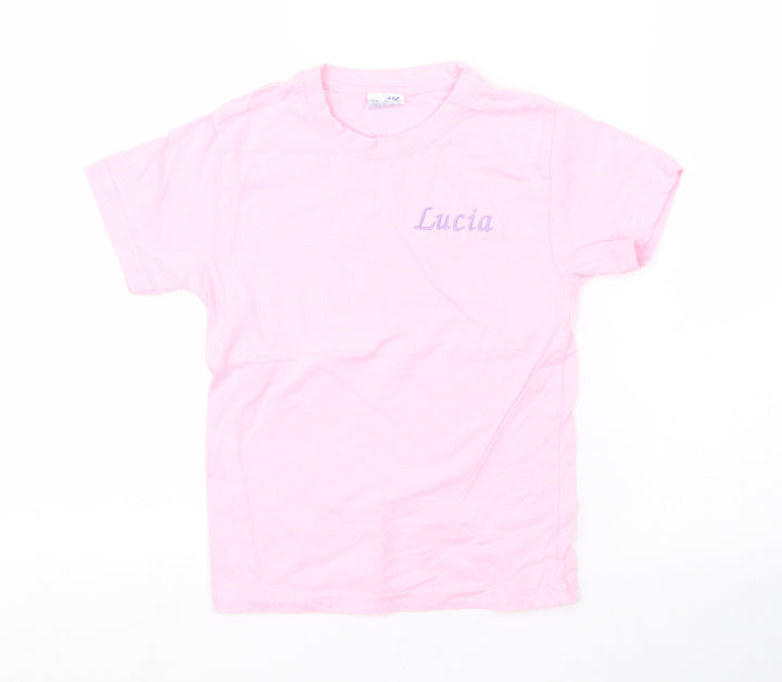 Preworn Girls Pink Basic T-Shirt Size 5-6 Years