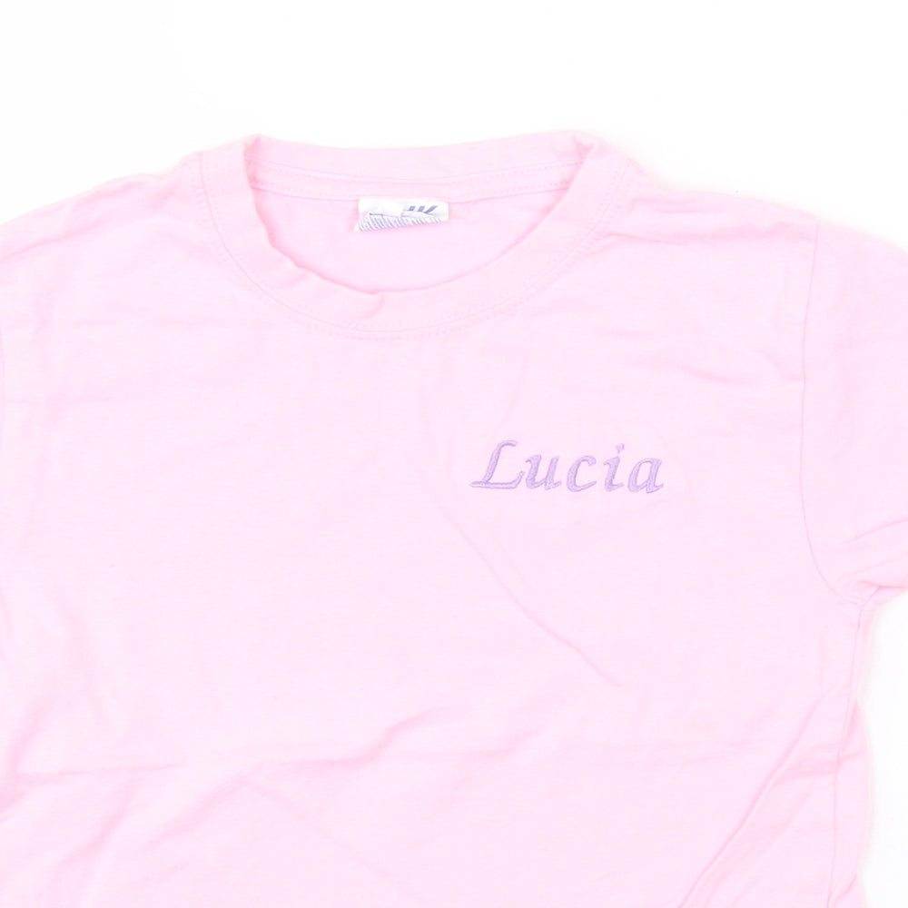 Preworn Girls Pink   Basic T-Shirt Size 5-6 Years
